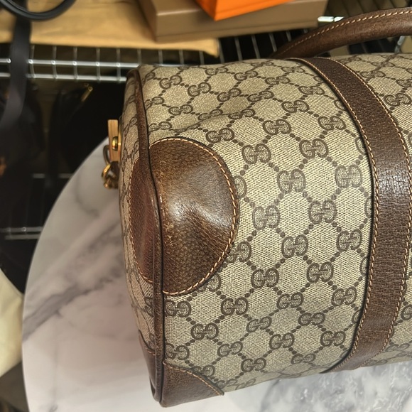 Vintage Gucci | GG Monogram Weekender Duffle Boston Bag w/ Built-In Lock - Picture 10 of 17